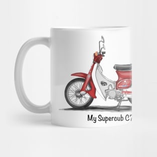 Drawing of Retro Motorcycle Honda Cub C70 Mug